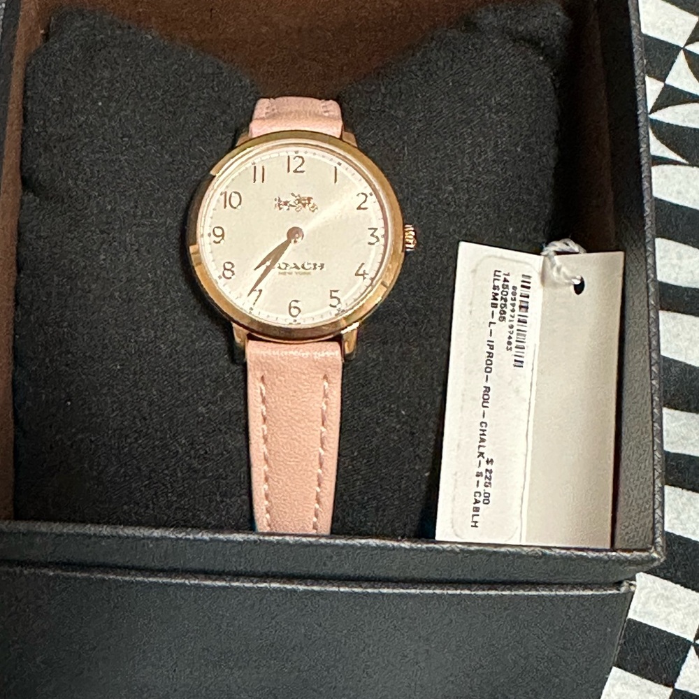 Coach Pink Leather Strap Watch